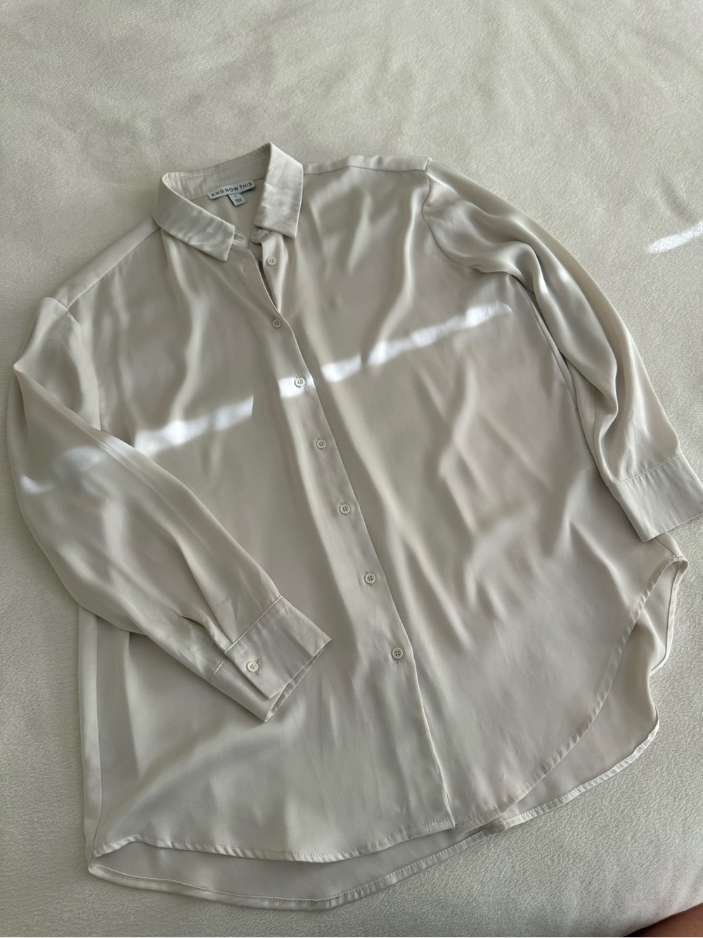 And Now This Cream Button Down Tunic Blouse